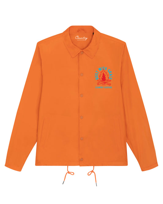 Built with Grace. Embroidered Logo. Orange Coach Jacket.